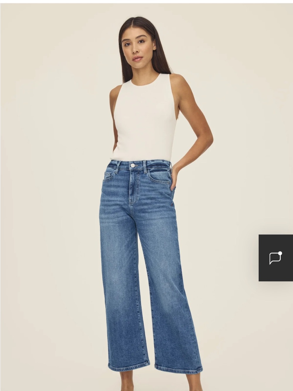 Warp + Weft High Rise Wide-Leg Women's Jeans in Medium Blue